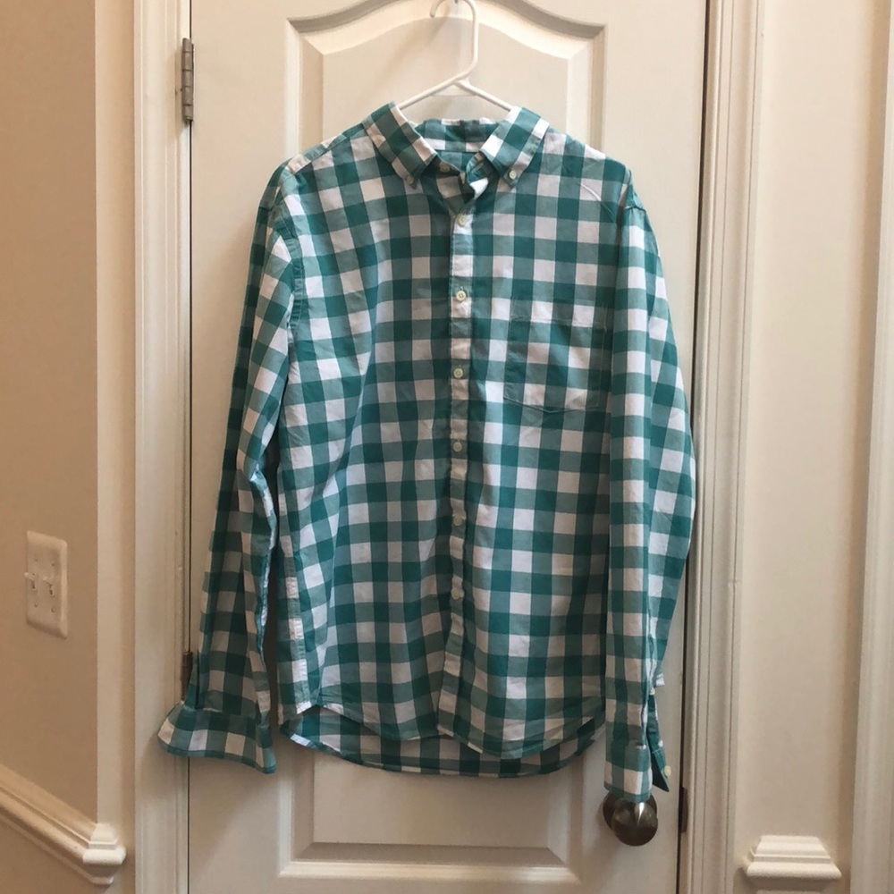 Long Sleeved Button Down Plaid Shirt